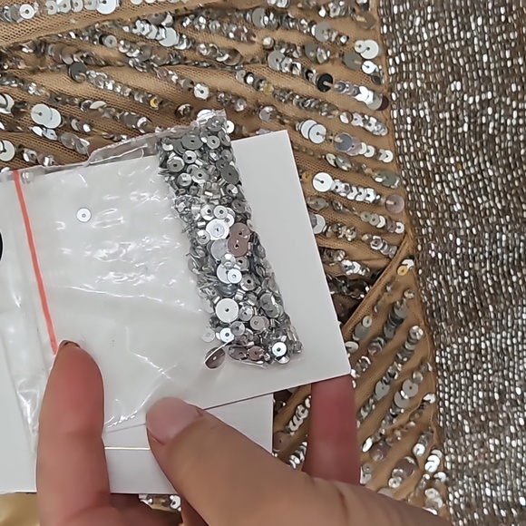 Mac DuggalSequined Wrap Over Bishop Sleeve Gown - Picture 8 of 8